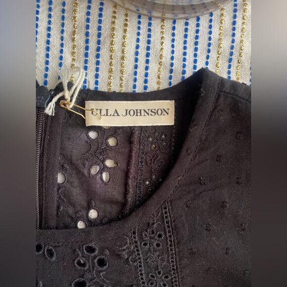Ulla Johnson Bea Black  Midi Dress Embroidered  Ruffles Sleeve Sz 8 NWT - Picture 7 of 17